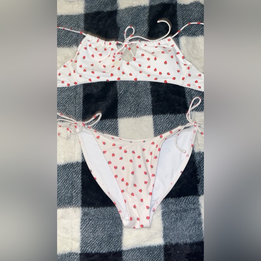 Rue21 White Bikini with Red Strawberry Print